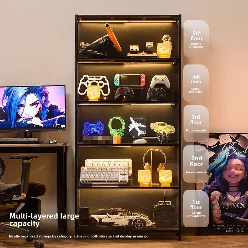 Vitrina para el hogar, modelo de juguete Gundam, productos de e-sports, vitrina de cristal transparente, vitrina para cascos de bloques de construcción