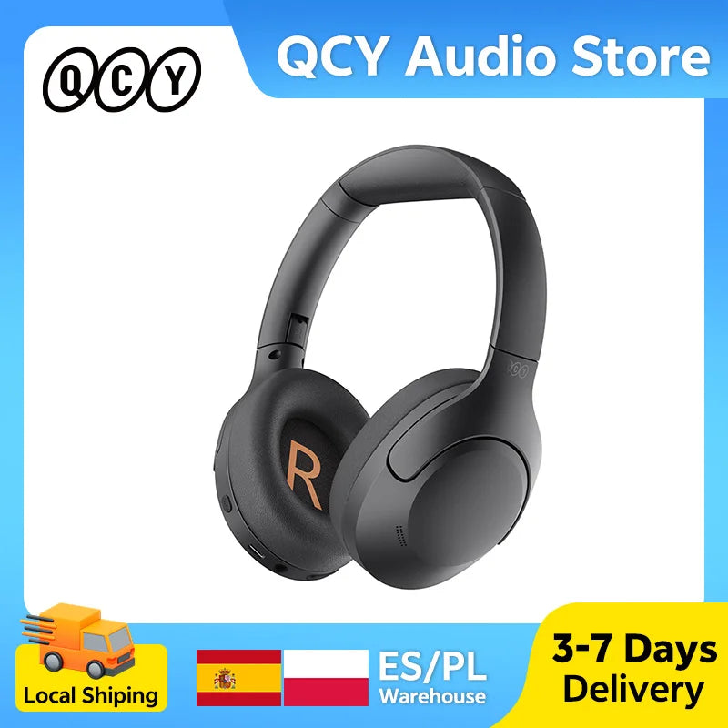 Auriculares inalámbricos QCY H3 Lite con cancelación activa de ruido (ANC), Bluetooth 5.3, controlador de 40 mm, sonido HiFi, audífonos supraaurales con conexión multipunto