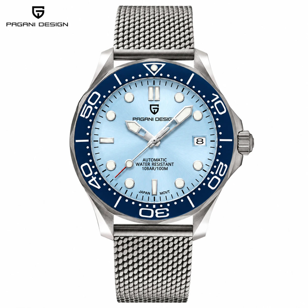 PAGANI DESIGN 2026 Nuevo reloj de buceo para hombre, esfera azul hielo con efecto rayos de sol, reloj automático para hombre, cristal de zafiro, reloj mecánico para hombre