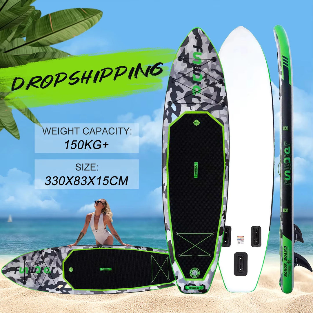 Funwater SUPFW10A Tabla de Paddle Inflable Ultraligera 330*84*15 cm, Ideal para Viajes, Deportes Acuáticos, Yoga, Pesca, Entretenimiento Acuático para Adultos, Surf, Tabla Inflable Antideslizante