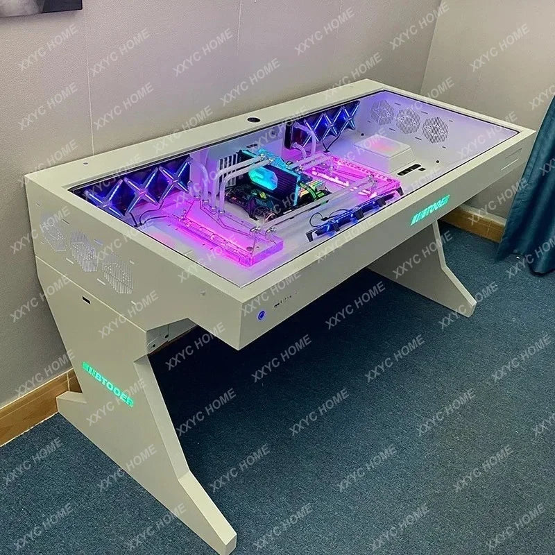 XXZigbee New Arrivals High-end Full Transparent Large Chassis Cool Sci-fi Water-cooled Integrated Computer Chassis Desktop Table