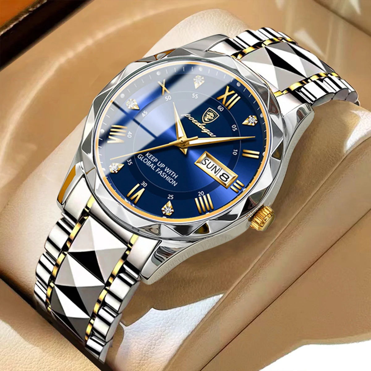 Reloj de pulsera POEDAGAR de lujo para hombre, resistente al agua, de acero inoxidable, luminoso, para hombre, fecha, semana, reloj deportivo de cuarzo para hombre
