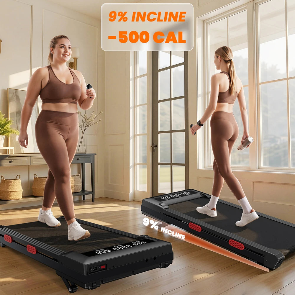 Caminadora Plegable MJWW con Inclinación del 9%, Velocidad de 3.8 mph/6 km/h, Pantalla LCD, Monitoreo por Aplicación, Motor de 3.0 HP, Máquina de Ejercicio para el Hogar