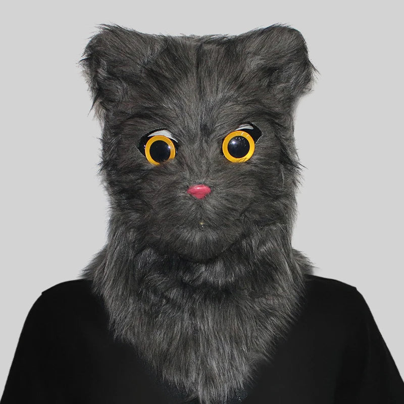 Máscara de zorro de felpa con boca móvil para Halloween, máscaras de cabeza completa de perro y Lobo, máscara de Animal realista, accesorios de disfraces de fiesta de Halloween