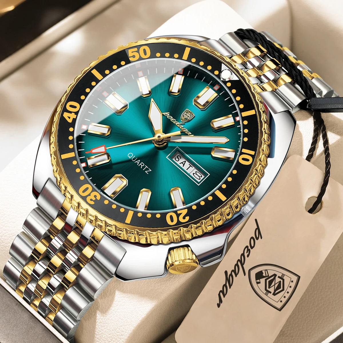 Reloj de pulsera para hombre POEDAGAR de alta moda, luminoso, resistente al agua, con fecha y día, de cuarzo, de acero inoxidable, creativo para hombre.