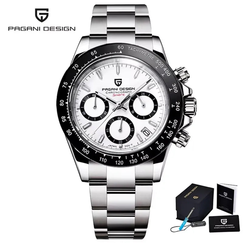 Reloj de cuarzo deportivo para hombre PAGANI Design 2026, marca de lujo, cronógrafo de acero inoxidable con cristal de zafiro, resistente al agua.