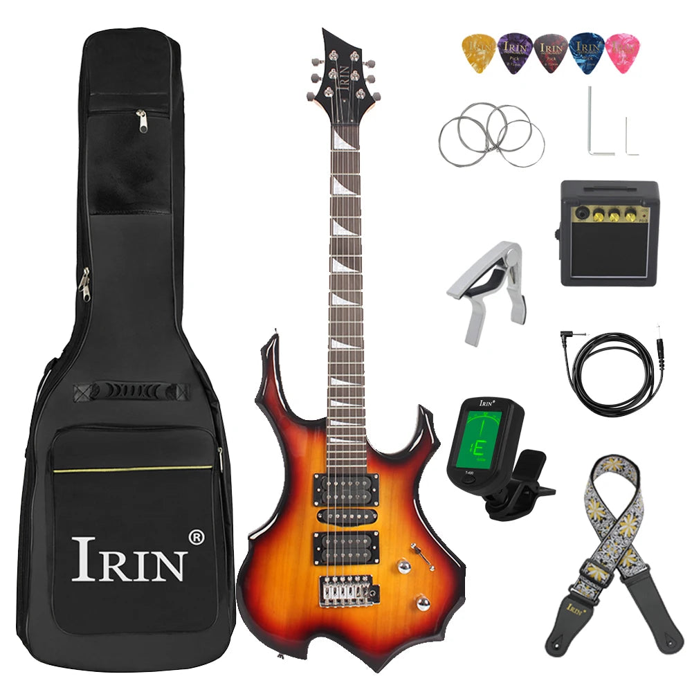 IRIN-Guitarra eléctrica de 6 cuerdas, 24 trastes, cuerpo de arce, juego de Guitarra eléctrica con bolsa, sintonizador de amplificador, púas de correa, Mini accesorios para Guitarra
