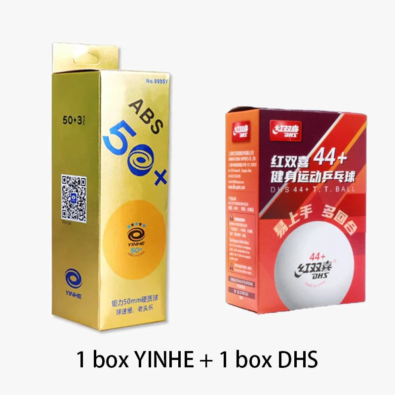 DHS 44mm + pelotas de tenis de mesa ABS nuevo Material pelotas de Ping Pong de entrenamiento y Fitness de gran tamaño 6 unids/caja pelota de tenis de mesa con costura