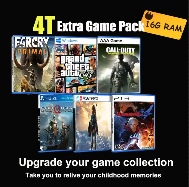 Batocera and Windows 11 Retro Game Box G3 Pro with 16GB RAM and 2/4TB HDD, featuring over 99,999 games. Compatible with PS2, PS3