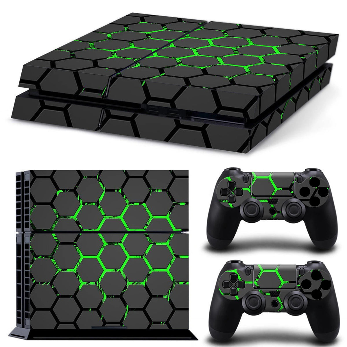 Adhesivo protector de vinilo compatible con consola PS4 y 2 mandos, funda extraíble