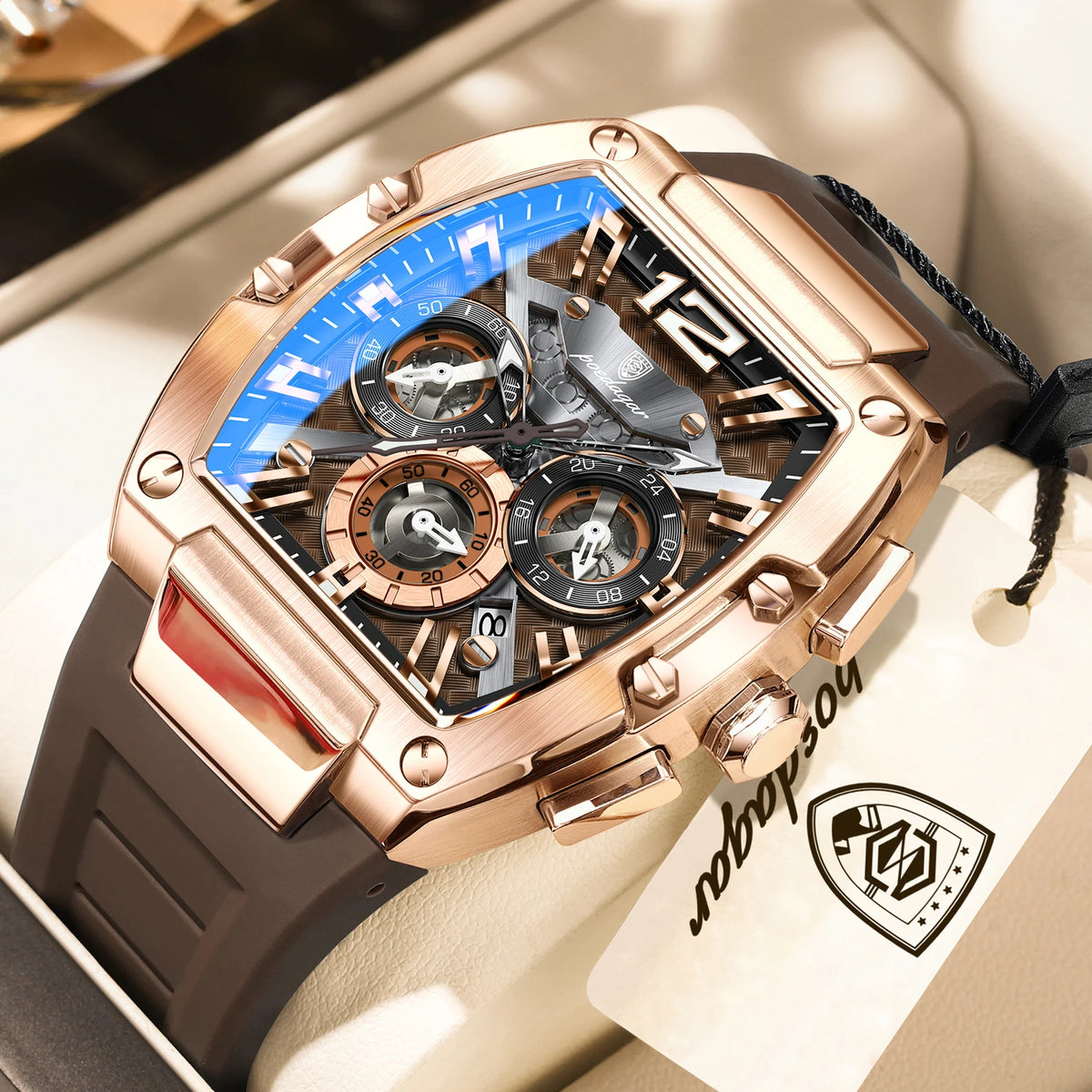 POEDAGAR Top Fashion Men Watch Luminous Waterproof Date Sports Man Clock Chronograph Silicone Quartz Casual Men's Watches Reloj