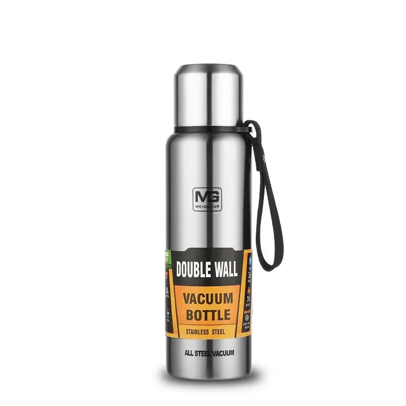 UPORS-Termo Portátil de Acero Inoxidable de Gran Tamaño, Botella Térmica, Frasco de Vacío Amplio, con Vaso Aislante y Cuerda de Agarre, Capacidad de 500/700/1000/1500ml