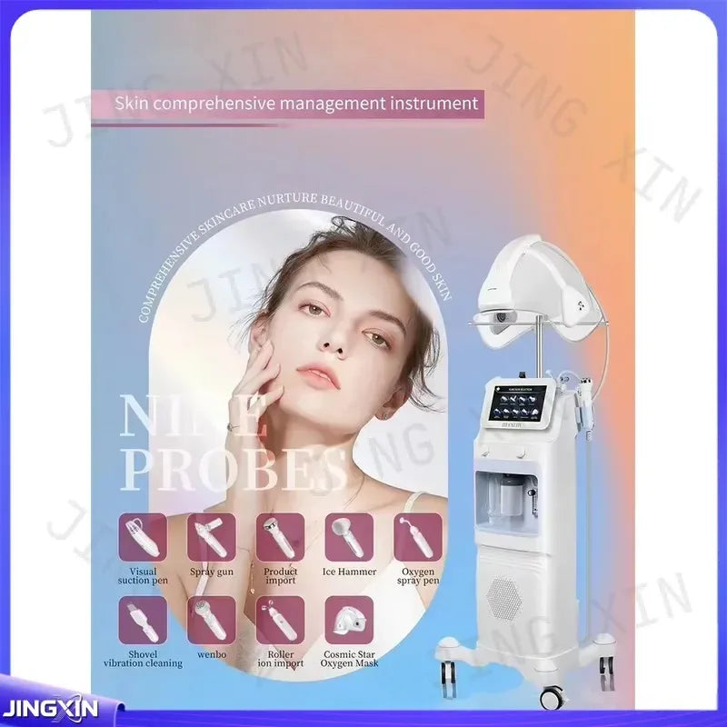 Máquina de hidrodermoabrasión 9 en 1, dispositivo profesional para el cuidado de la piel del rostro, instrumento de belleza para limpieza, ideal para salones de belleza.