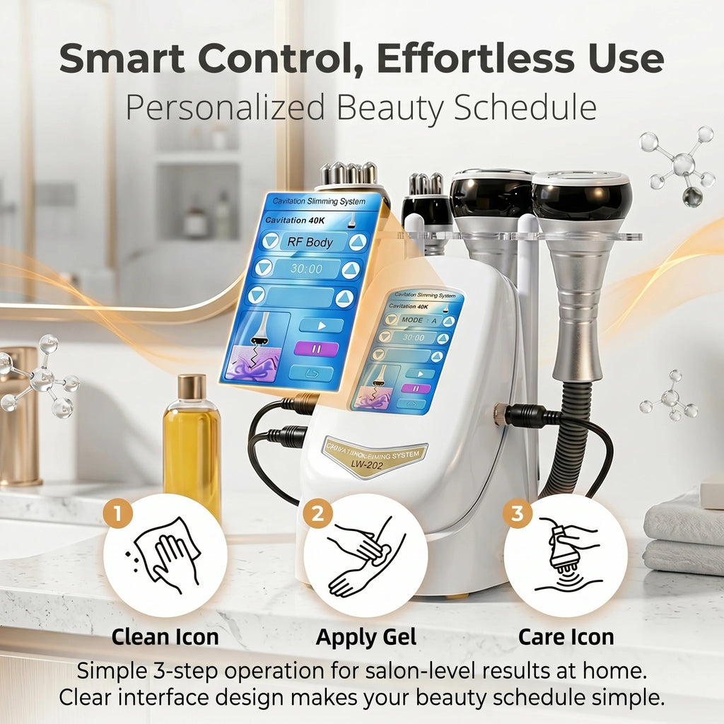 Máquina de cavitación ultrasónica 4 en 1, 40K, con radiofrecuencia multipolar, dispositivo portátil para modelar el cuerpo, interfaz en 9 idiomas, instrumento de belleza para uso doméstico y en salones de belleza, para e