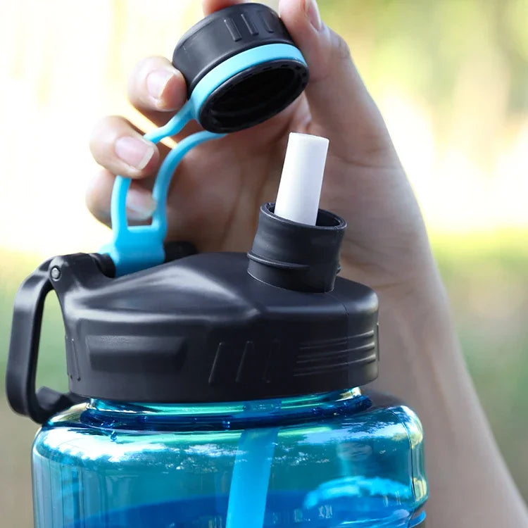 Botella de agua resistente para gimnasio, 2L, 3L, más grande, para deporte, con pajita, escuela, sin BPA, botellas de bebida, hervidor de viaje