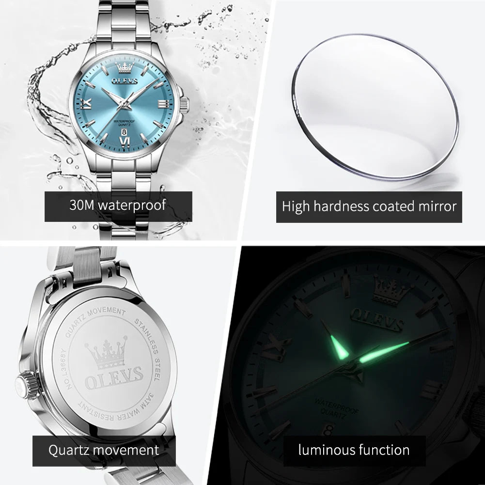 Reloj de pulsera para mujer OLEVS 3668, reloj elegante para mujer, resistente al agua, nuevo modelo 2025, reloj de cuarzo para dama, Reloj Para Mujer