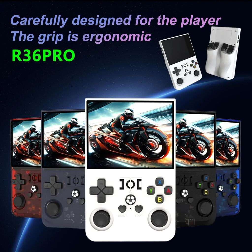Consola de juegos portátil retro R36PRO, sistema Linux, pantalla IPS de 3,5 pulgadas, reproductor de video de bolsillo portátil, doble joystick, 64 GB 128 GB juegos