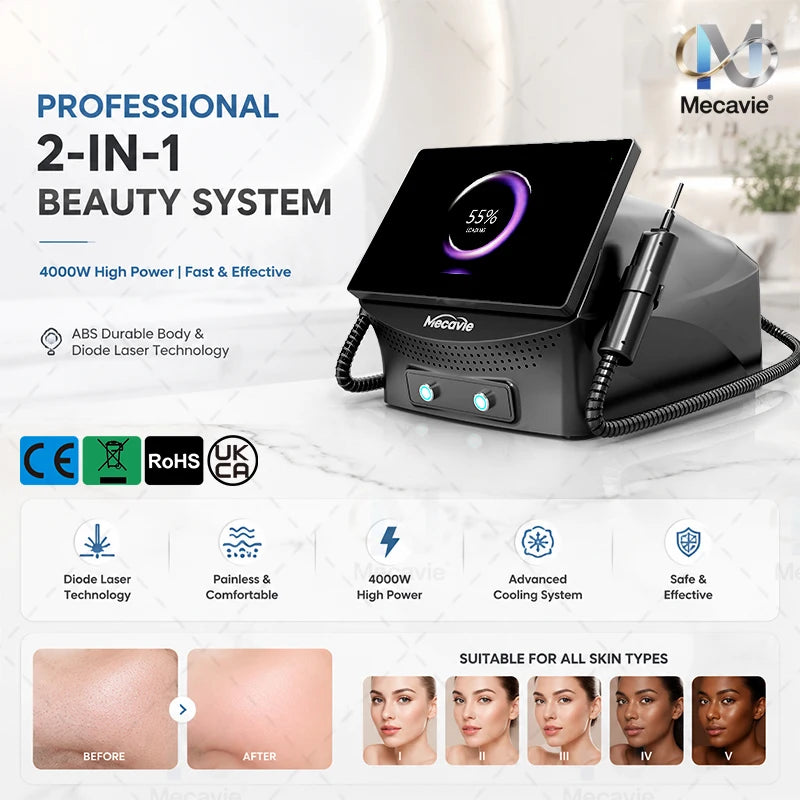 Máquina Profesional 2 en 1 FAC 2026 de 5000W con Láser Semiconductor para Depilación y Láser Picosegundo Q-Switched Nd:YAG para Eliminación de Tatuajes