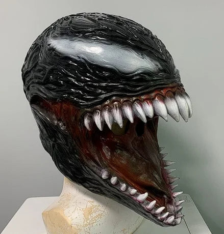 Máscaras de monstruo con destellos de terror, máscara de látex aterradora realista, disfraz de Horror para Halloween, fiesta, Cosplay, cubierta de cabeza de monstruo alienígena negro