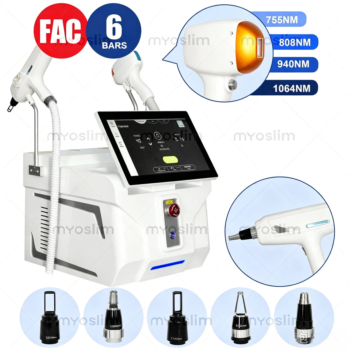 FAC 2 EN 1 NUEVO Láser de Diodo Profesional 5000w Máquina de Depilación Láser Pico Qswitch ND YAG Máquina de Eliminación de Tatuajes 6 Ondas 808NM