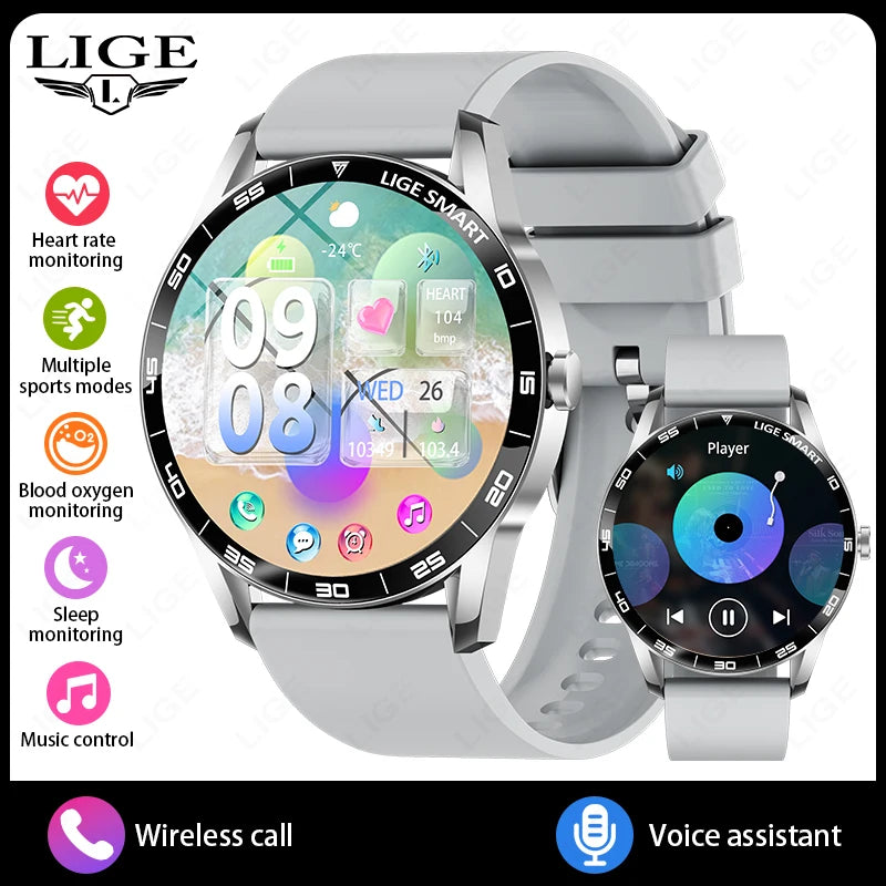 LIGE Nuevo Reloj Inteligente 2025 para Hombre, Resistente al Agua IP68, Monitor de Frecuencia Cardíaca, Pantalla Táctil Completa, Reloj Deportivo de Fitness con Llamada Bluetooth