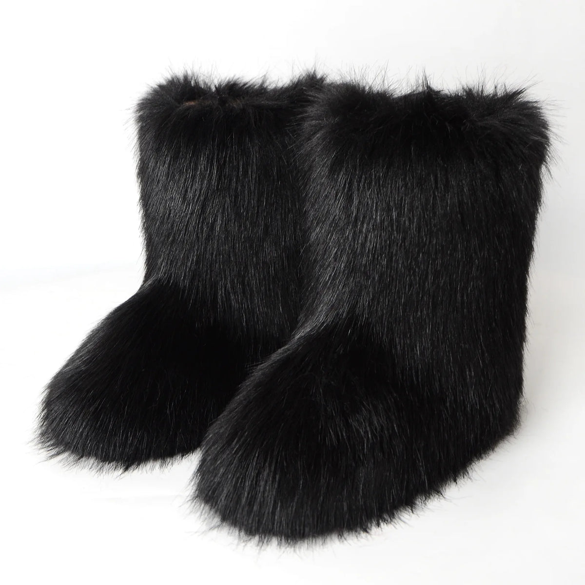 Botas de piel para mujer, botas de nieve de piel sintética peludas y esponjosas de lujo para invierno, botines de plataforma impermeables con cordones, botas de esquí rosas 2024