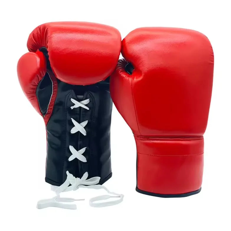 Guantes de Boxeo de Fibra Ultrafina con Cordones y Logotipo Personalizado, 10oz-16oz, Transpirables y Antideslizantes, Adecuados para Boxeo, MMA, Taekwondo y Entrenamiento para Adultos
