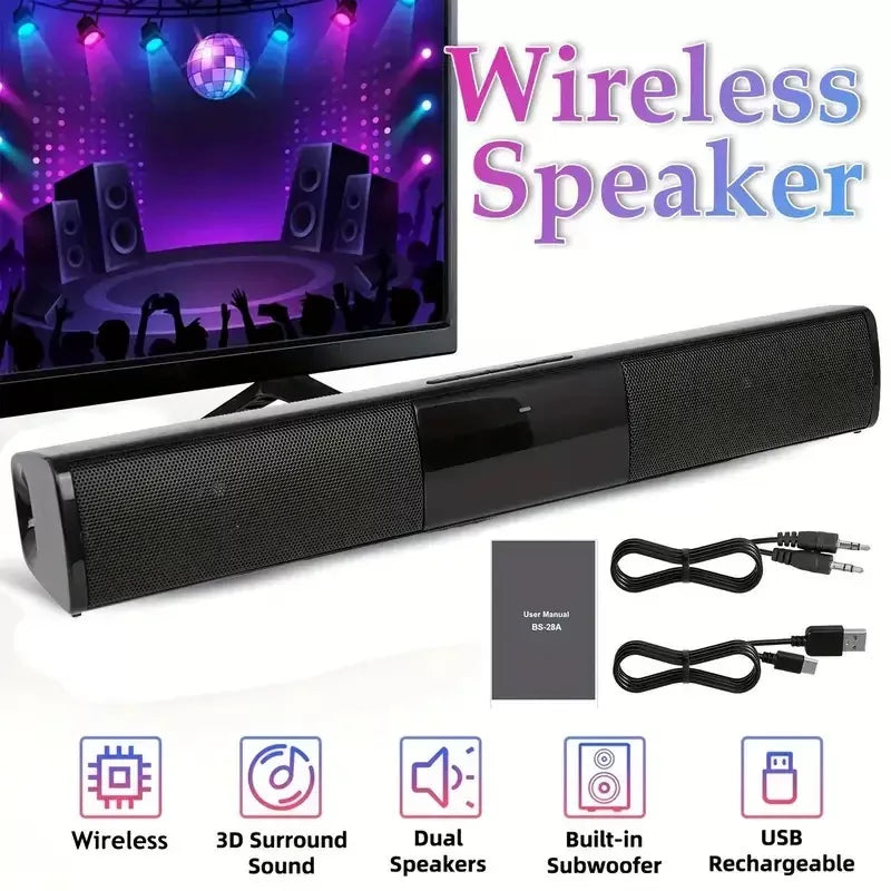 Barra de Sonido, Sistema de Sonido para Cine en Casa, Altavoz Bluetooth, Altavoz para TV y Computadora, Equipo con Subwoofer Portátil, Centro de Música con Radio, 40W