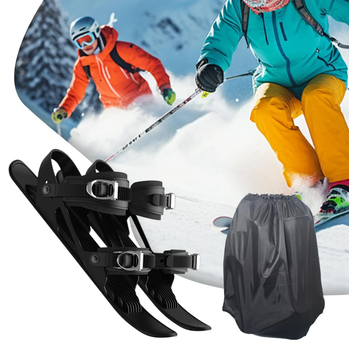 Esquís Cortos, Snowskates Cortos, Accesorio Compacto para Esquí, Herramientas de Esquí Multifuncionales Ajustables, Ligero, Antideslizante, para Nieve