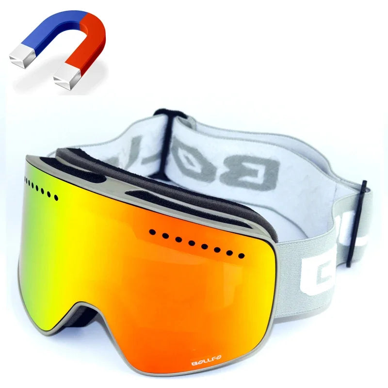 Gafas de esquí para esquiar, gafas magnéticas de doble lente para montañismo, gafas de esquí antiniebla UV400, máscara para moto de nieve para hombres y mujeres