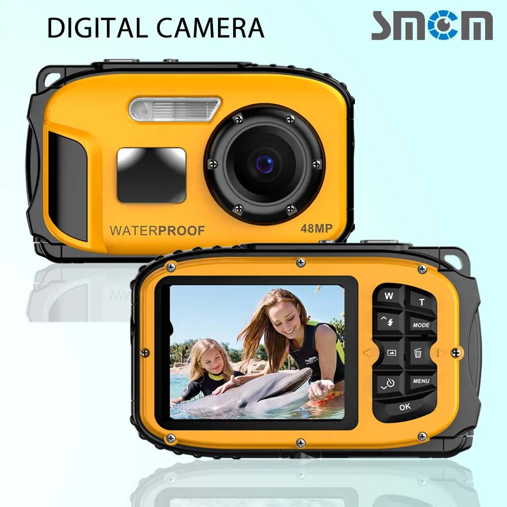 1 unidad de cámara digital impermeable de diseño minimalista, cámara impermeable de 5 metros de profundidad, zoom digital de 16x, pantalla IPS de 2,4 pulgadas.
