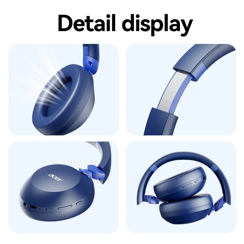 Acer Ohr653 Over-Ear Bluetooth Wireless Headphones with 6.0 Chip, Full-Coverage Ear Design, Foldable, Deep Bass, Noise Reduction for Calls, 50 Hours of Ultra-Long Battery Life, Dedicated Headphones for Gaming and Music