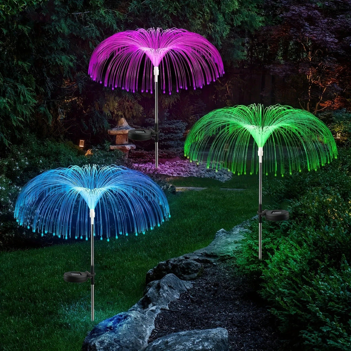 Luces solares para jardín al aire libre, 7 colores, estaca Solar Variable, luces de caña de medusas, luces solares que cambian de Color para exteriores, 1 ud.