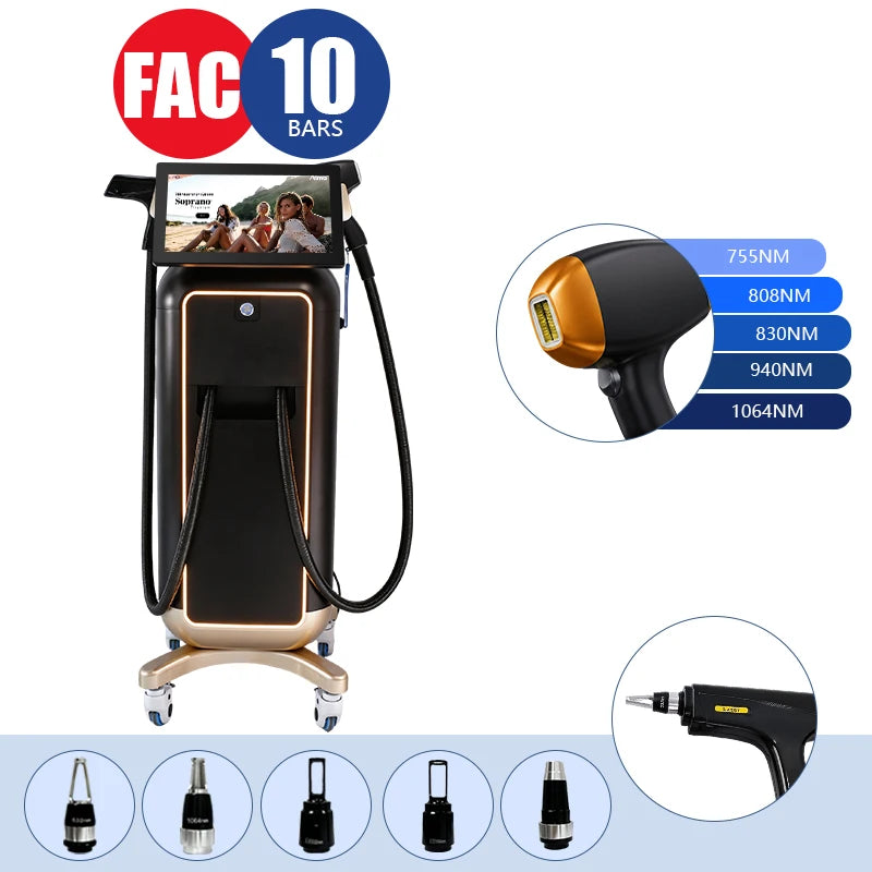 Máquina Láser Pico Nd Yag Multifuncional 2 en 1 para Depilación y Eliminación de Tatuajes, Equipo de Belleza de 1600W 1000W de Potencia