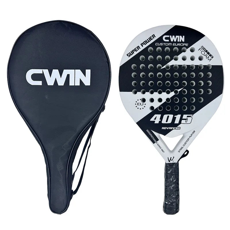 Raqueta de Pádel CWIN 4015 de Carbono Completo, Núcleo de EVA de 3.8cm, Raqueta Redonda para Principiantes, Raqueta de Pádel de Entrenamiento con Funda de Transporte
