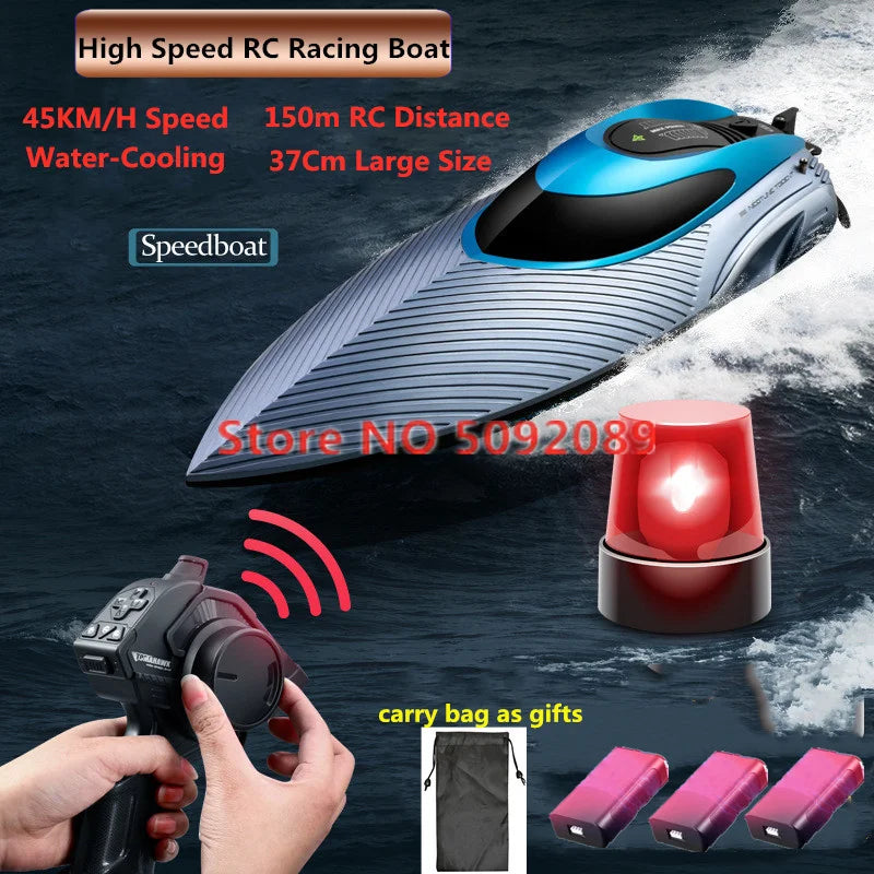 Lancha rápida RC de alta velocidad 45 km/h, barco de control remoto grande de 37 cm, 2.4G, embarcación de remo, impermeable, con reinicio de vuelco, barco de carreras RC, juguete RC