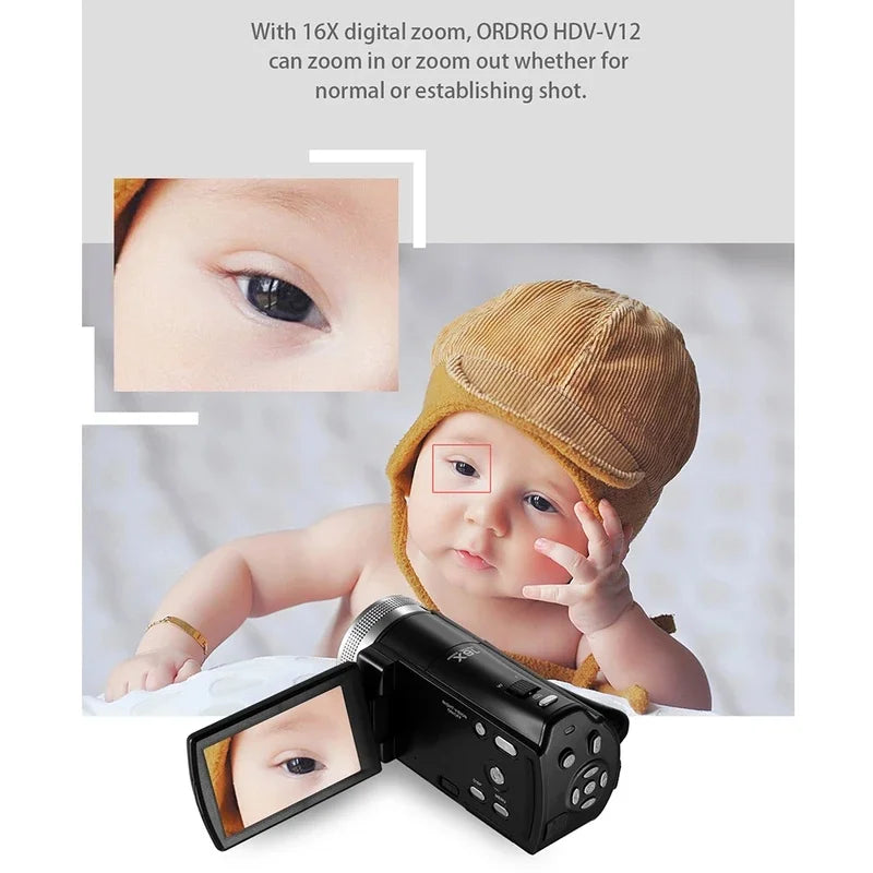 Cámara de vídeo digital portátil para vlogs, videocámara doméstica, filmadora, con visión nocturna HD 1080P, ideal para YouTube, blogueros y fotógrafos.