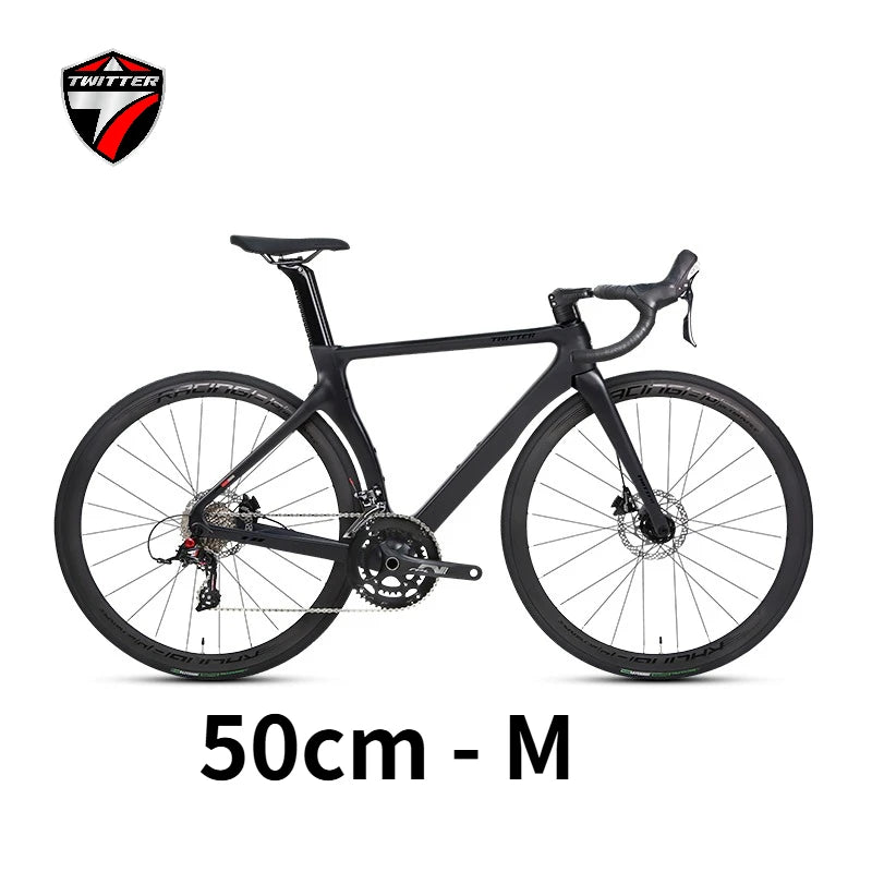 Bicicleta de carretera TWITTER 105/R7120 RS-22/24S de fibra de carbono para carreras, con freno de disco hidráulico y diseño aerodinámico, 700*25C