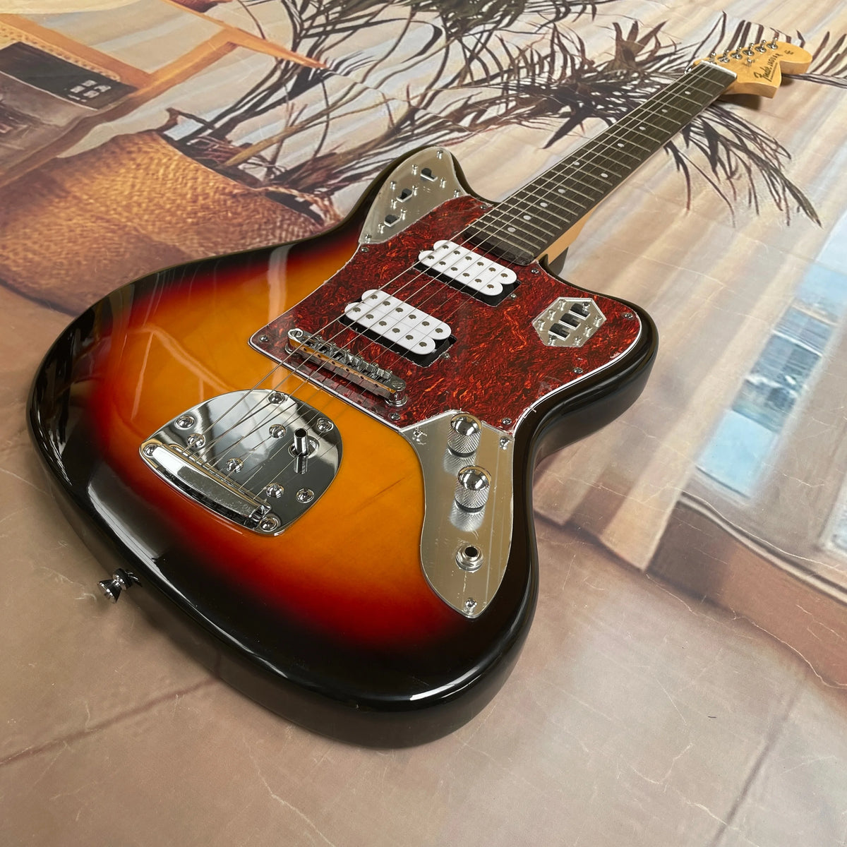 Guitarra Eléctrica Modelo Classic Sunset, con Pickguard Vintage y Circuito de Control Independiente, Guitarra de Rock Vintage