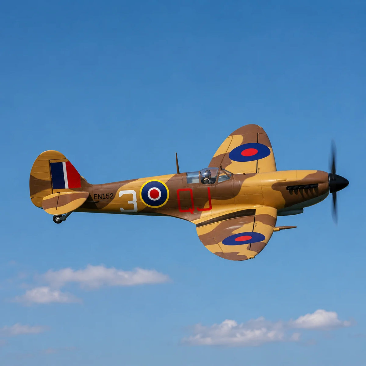 Avión de Combate RC Supermarine Spitfire Mk.IX de 1200 mm, 6 Canales, Modelo XFly, Camuflaje Verde/Camuflaje Desértico, Versión PNP