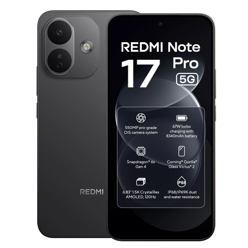 Global Version Xiaomi Redmi Note 17 Pro 5g, 6.83" 120Hz Amoled Screen, 8340 Mah Battery, Snapdragon 6S Gen 4, 67W Fast Charging, 50Mp Camera with Ois, Ip68, Dual Sim, Mobile Phone