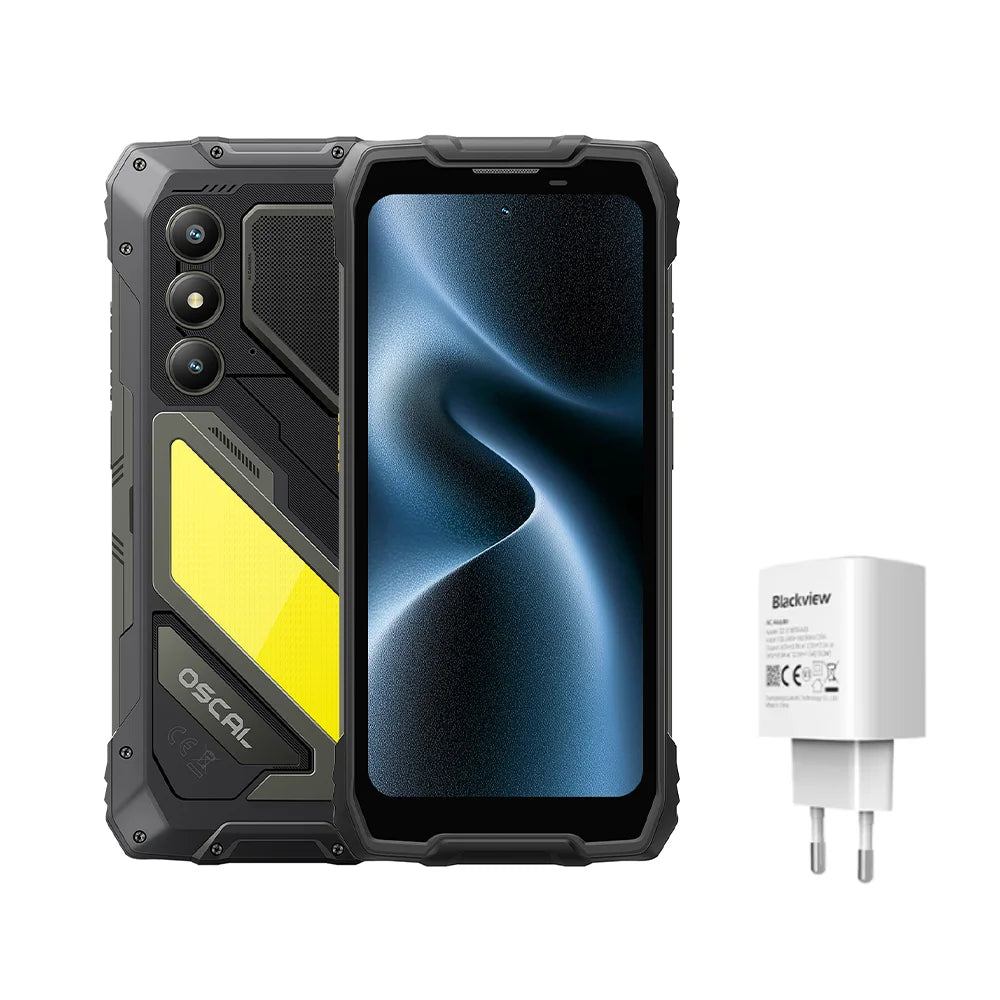 Teléfono robusto con IA Blackview OSCAL PILOT 5 5G, 8(+24)GB RAM 256GB ROM UNISOC T8100, pantalla de 6.67 pulgadas a 120Hz, carga rápida de 33W y 15000mAh, NFC, altavoz integrado de 5W, cámara de 16MP+13MP, smartphone para exteriores con Android 16