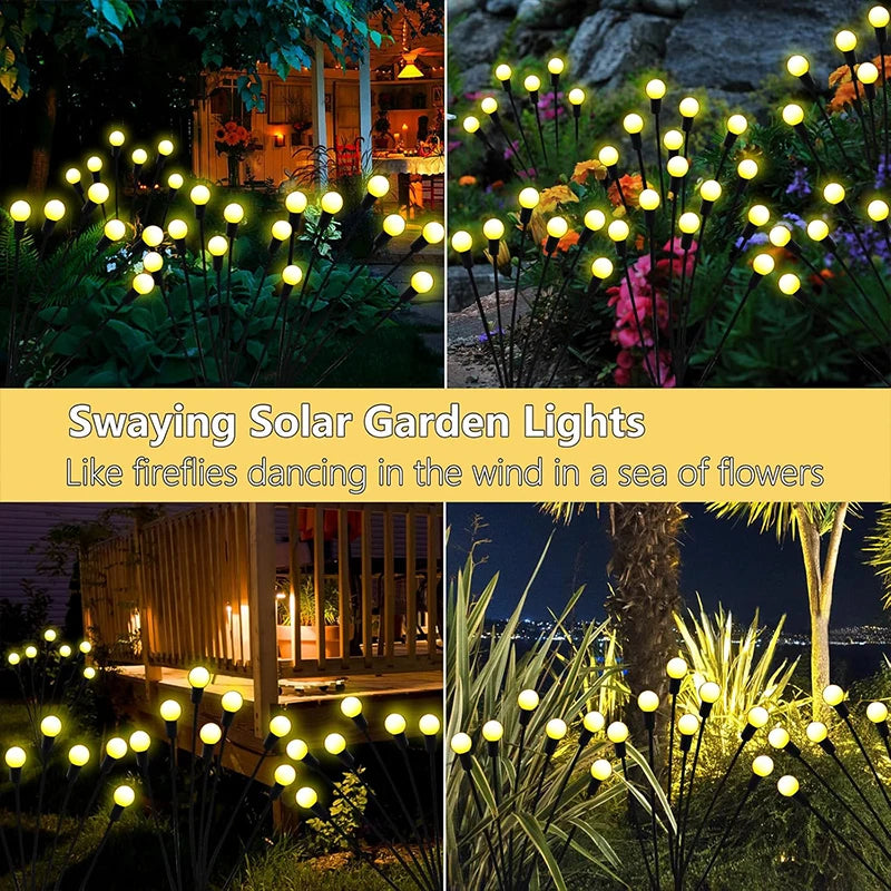 Lámpara solar LED de luciérnaga para exteriores, oscilante e impermeable, para decoración de patios, senderos, jardines y paisajes