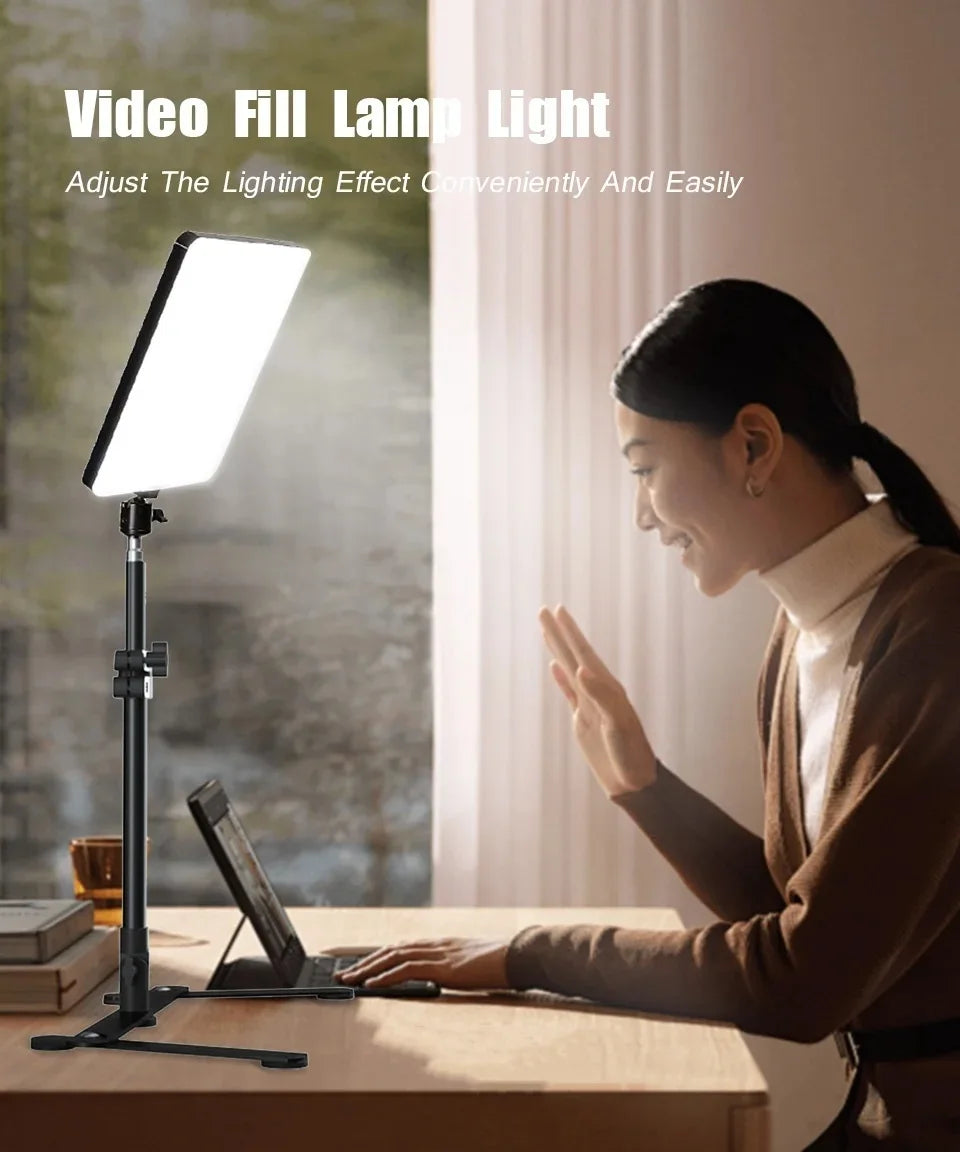 Panel de Luz LED de 10 Pulgadas para Video, 3000K-6000K, CRI 95+, Iluminación para Fotografía con Trípode para Transmisión en Vivo, Lámpara de Estudio Fotográfico