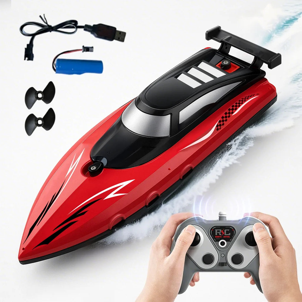 Remote Control Boat Toy for Kids Boys Age 6-12, 2.4GHz/27MHz RC Ship Model, High-Speed Racing Boat for Pool Lake Outdoor Play