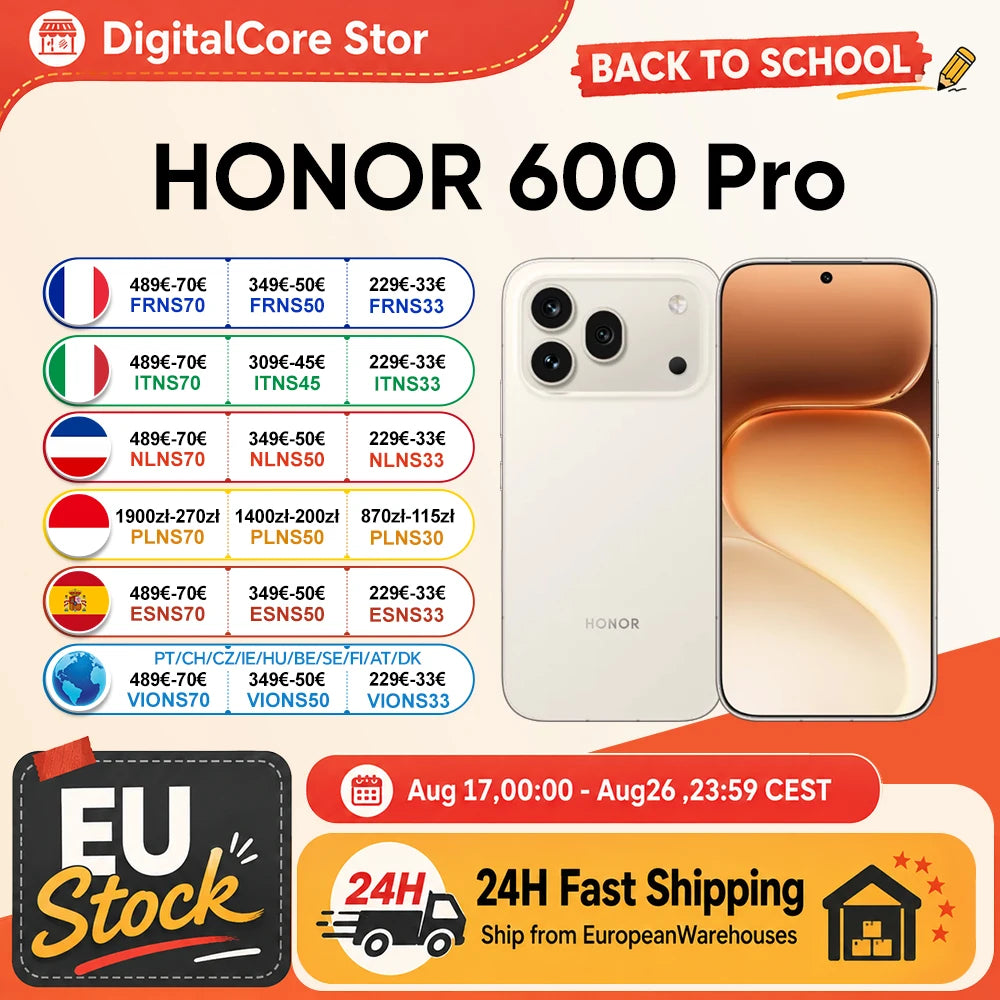 HONOR 600 Pro 5G Smartphone EU Version Snapdragon 8 Elite 6.57”AMOLED Display 6400mAh 80W SuperCharge 50W Wireless 12GB+512GB 200MP AI Ultra Night Metal unibody design eSIM AI Button NFC