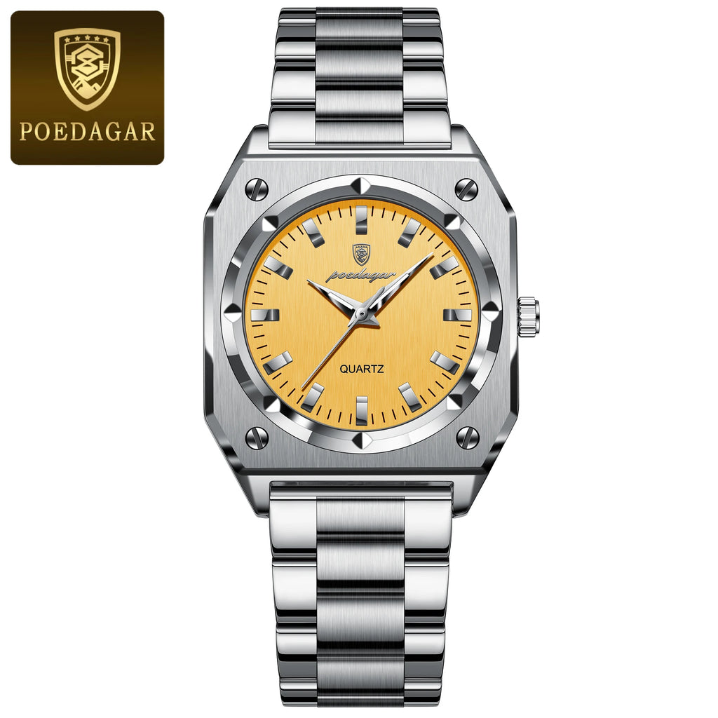 Reloj de pulsera elegante para dama POEDAGAR, resistente al agua, de acero inoxidable, luminoso, reloj de mujer exquisito, cuarzo, relojes de mujer de alta calidad