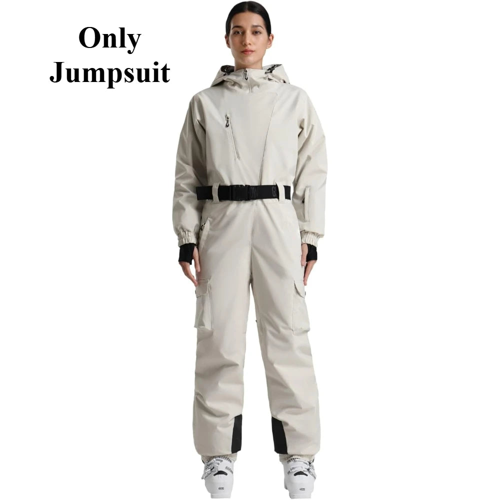 Nuevos Trajes de Esquí de Una Pieza para Mujer 2026, Monos Aislantes de Invierno, Ropa Impermeable para Snowboard con Cinturón, Ropa para Actividades al Aire Libre