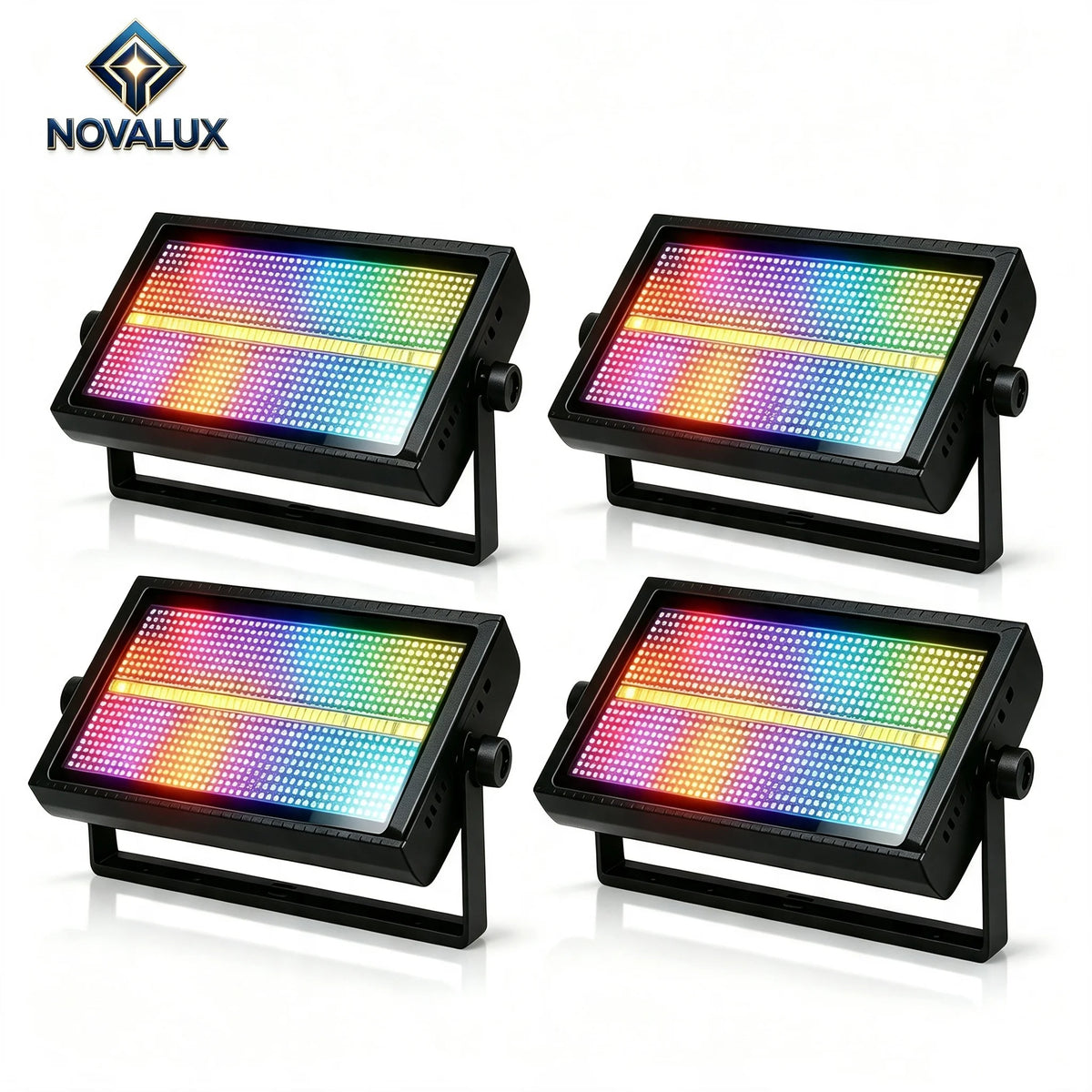4/2/1 piezas Luz estroboscópica LED de 100 W, flash de 8+8 segmentos, 864 LED RGB 3 en 1 + 96 LED blancos, luz de escenario DMX512 RDM activada por sonido para bar, discoteca, fiesta y bodas