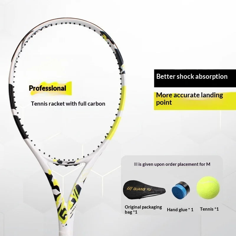 Raqueta de Tenis Profesional Ligera de Fibra de Carbono y Grafito para Entrenamiento y Competición, Interior y Exterior, para Adultos Principiantes